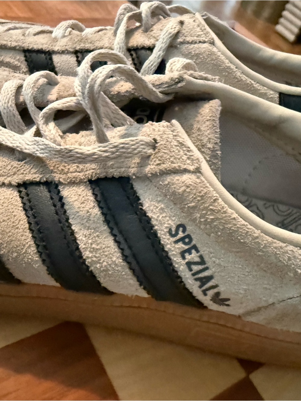 adidas Spezial Suede Trainers in Off-White with Black Stripes